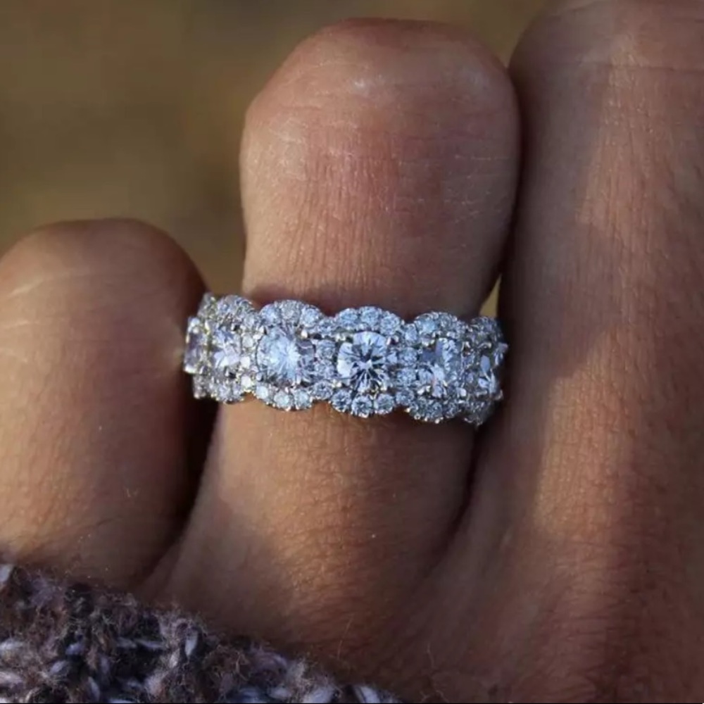 NEW💍925 STERLING SILVER DIAMOND ETERNITY RING - Picture 3 of 6